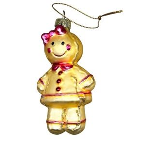Vintage Glass Gingerbread Girl Christmas Ornament Hanging Decor